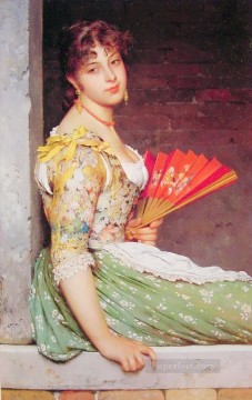 Women Painting - Daydreaming lady Eugene de Blaas beautiful woman